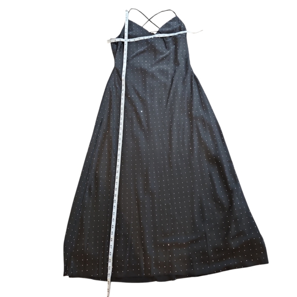 New ASTR the Label Bonney Black Rhinestone Backless Maxi Slip Dress L - Picture 8 of 14
